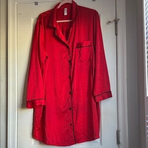 Stars Above Red Women's Button-Down Sleep Shirt